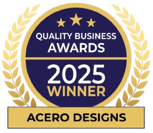 “Acero Designs 2025 Winner certificate for best home renovations in Liverpool, UK.”